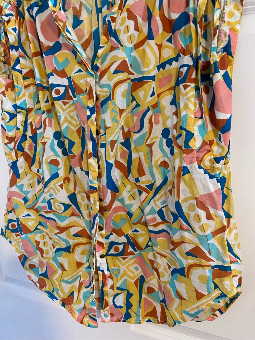 Anthropologie Danielle Kroll Printed Button-Up Top Sleeveless Blouse M - Picture 6 of 14